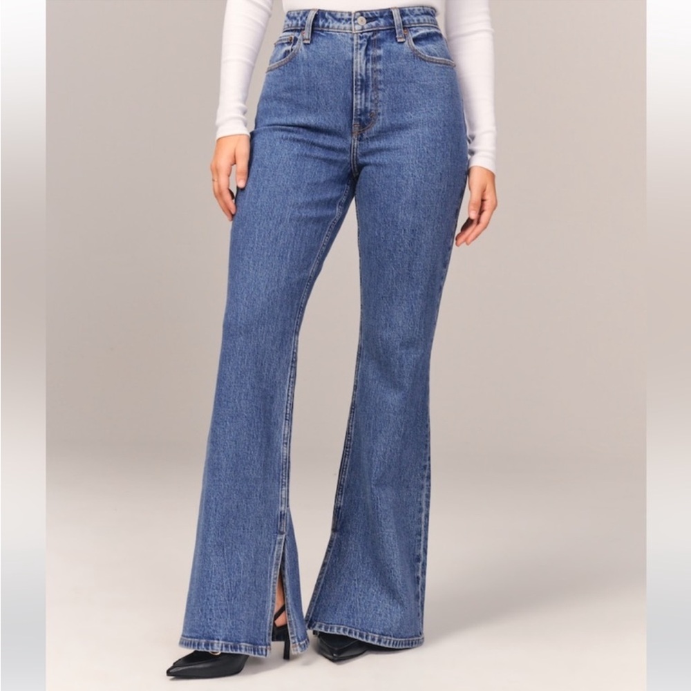 Abercrombie curve love vintage flare split hem jeans sz 6